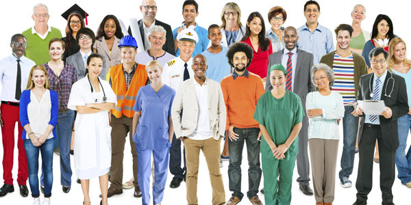Group of Multiethnic Mixed Occupations People